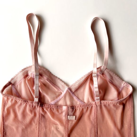 DKNY Pink Mesh Slip Shapewear size Small, Adjustable Straps, Knee Length - Picture 6 of 6